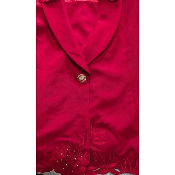 Ben Marc International Fancy Red Skirt Suit Set Plus Size 18 Jewel Button - Picture 5 of 10